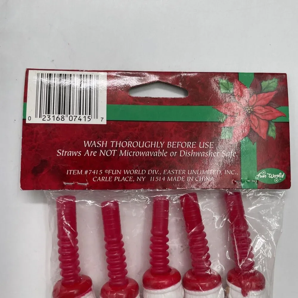 Vintage Frosty Fun Straws Christmas Straws Sealed Santa Snowman 2 Packs 10 NOS